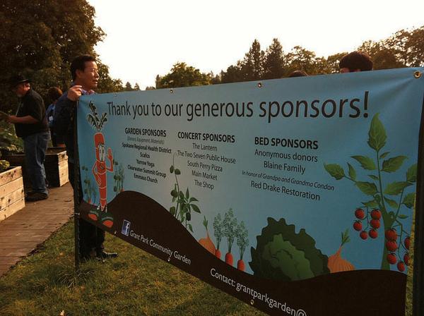 Photo of a banner thanking garden sponsors.
