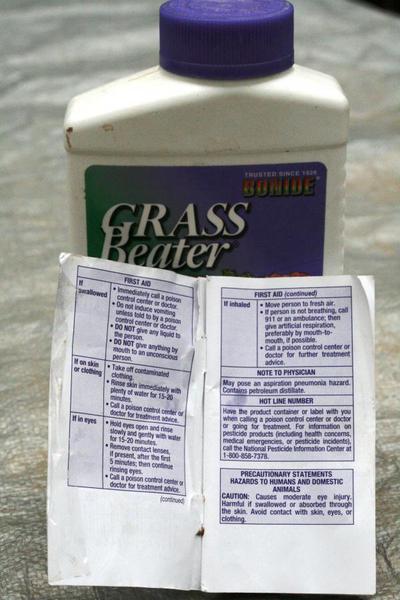 Grass Beater First Aid Label