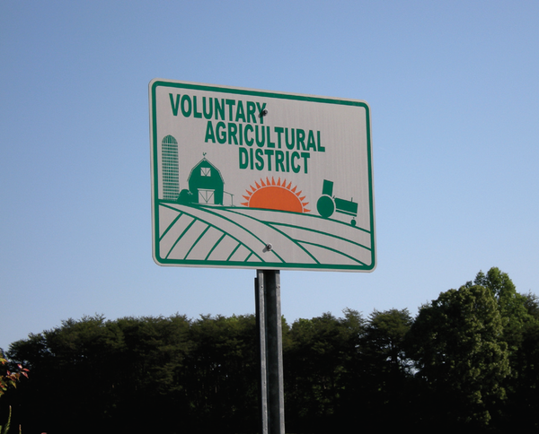 Photo of Voluntary Agricultural District sign
