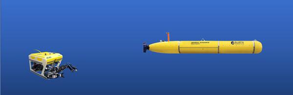Photo of UUV including ROVs (left) and AUVs (right)
