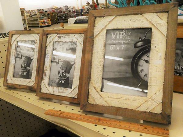 Picture frames on a shelf