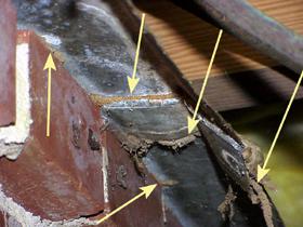 Damaged termite shielding