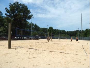 Large volleyball courts.