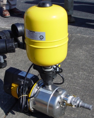 Photo of pressure tank, motor, pump, and intake