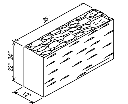 A 36-inch by 24-inch by 12-inch bale