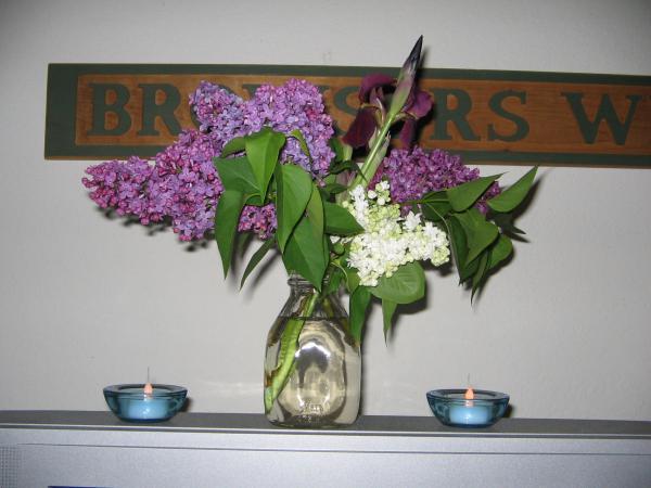 flower vase displayed on a shelf