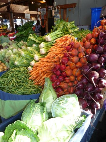 vegetables displayed at market