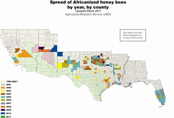 Figure 2. Map of current distribution of AHB in the US