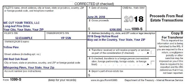 Figure 1. IRS 2018 Form 1099-S.