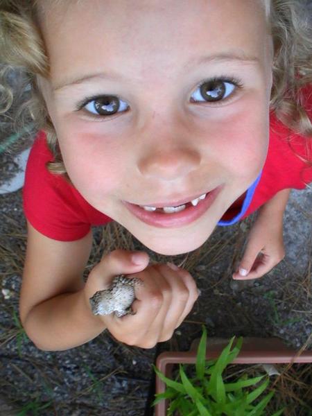 a child holds a lizard