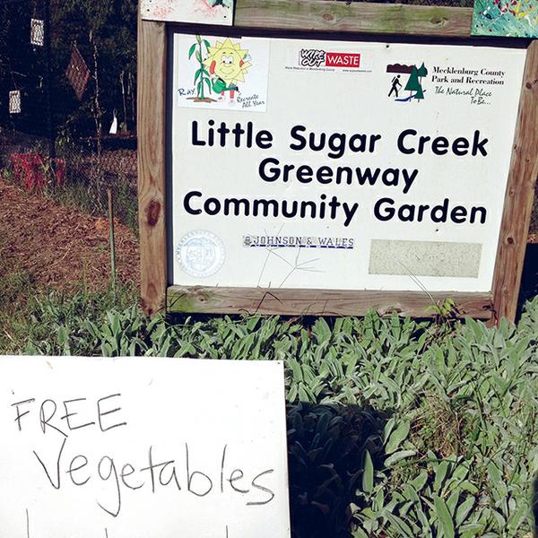 Sign for: Little Sugar Creek Greenway Community Garden