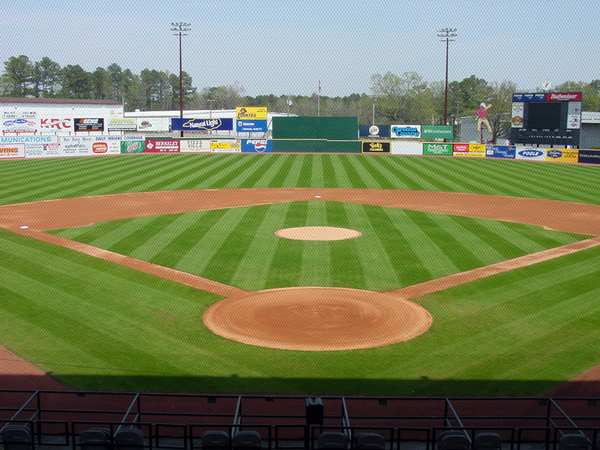 Overseeding provides vibrant green color for the field.