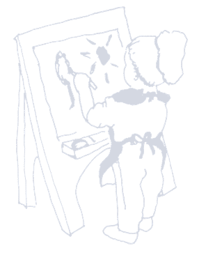 Decorative illustration of a child painting