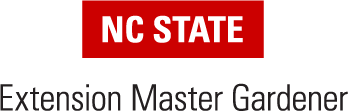 NC State on a red field and Extension Master Gardener in black