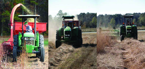 Using tractor for chopping, mowing and baling