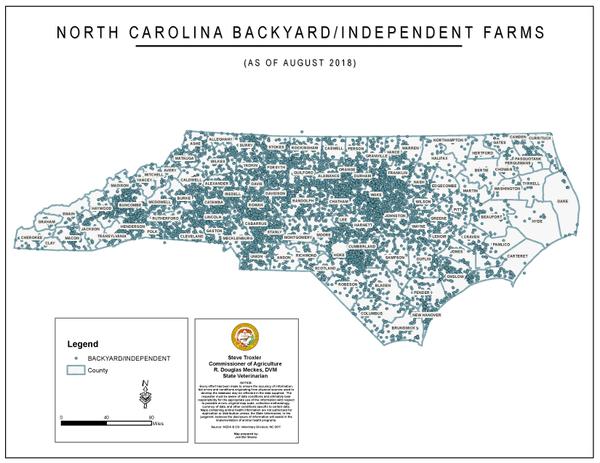 Figure 4. North Carolina backyard flocks and independent farms a