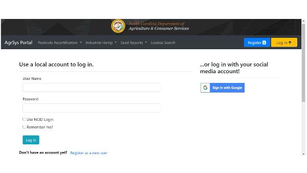 Screen shot that shows where to login  with your user name and password.