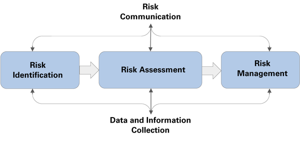 Risk analysis is a process involving risk identification, risk assessment, risk management. Inputs and outputs include risk communication and data and information collection.