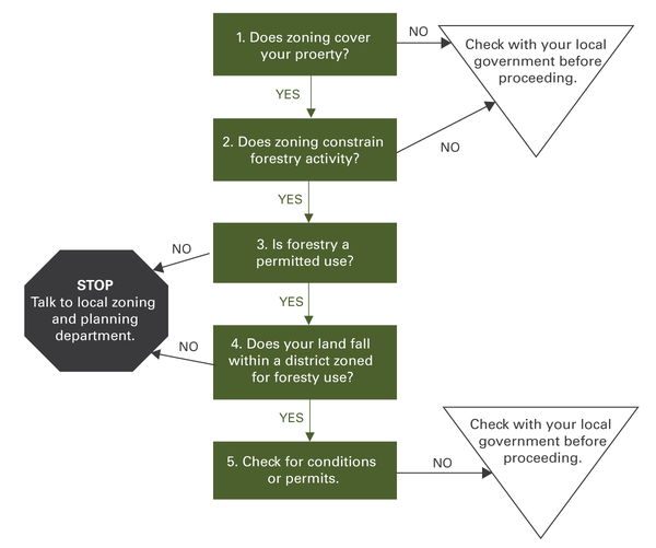 A flowchart of the process to determine if forestry is allowed