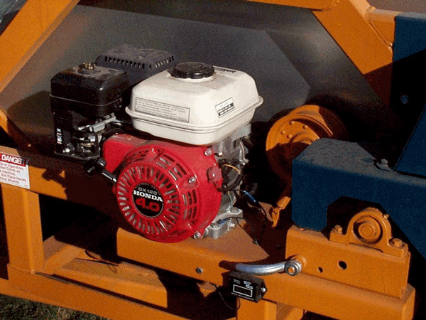 Closeup view of the engine on a traveler.