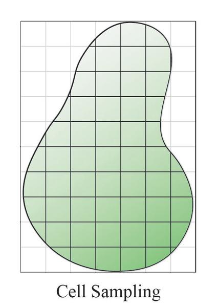 Simple graphic showing grid over a field shape