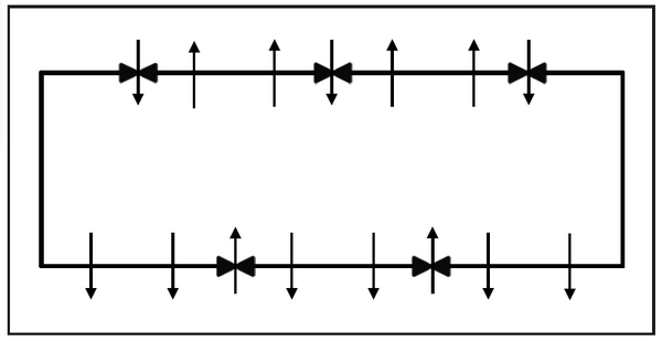 Diagram shows fan locations and airflow. Three fans on one side and two on the other