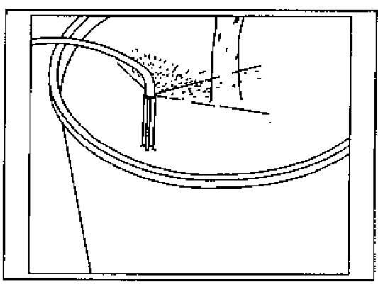 Sketch of typical placement for a half-circle spray stake in a container