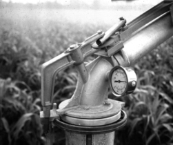 Black and white photo of pressure gauge