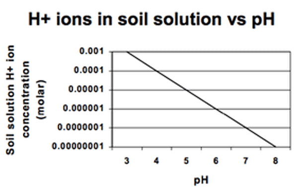pH increases as soil solution H+ ion concentration decreases.
