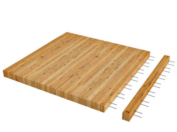 Illustration of Nail laminated timber (NLT) shows nails for fastening
