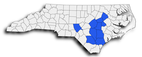 Map of top 10 NC counties by worksite location of H-2A positions