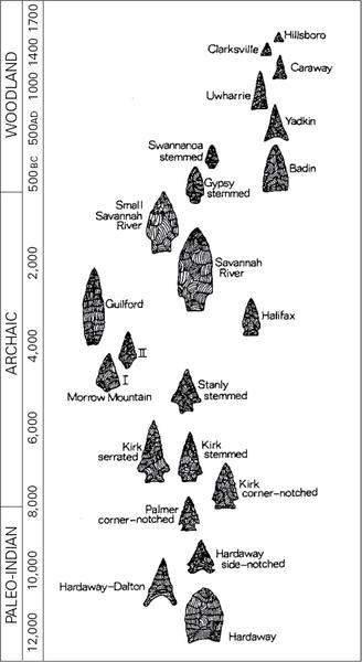 Illustration of projectile point chart