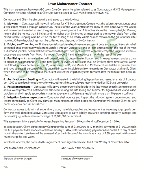 lawn care contract