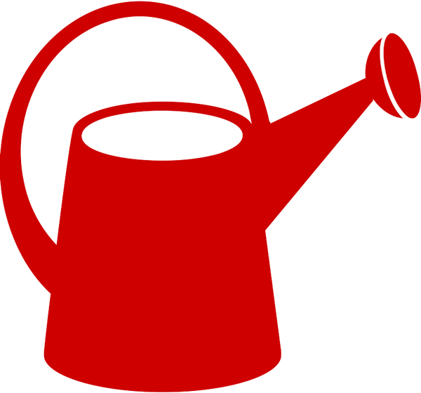 Red watering can graphic.