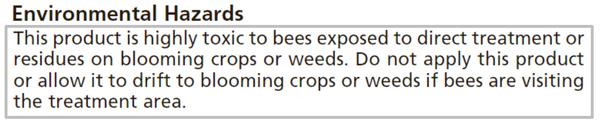 Example of wording about spraying when bees are active