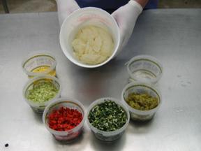 Photo of small containers of pre-measured recipe ingredients.