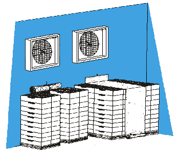 Figure 3. Cooling wall arrangement with permanently mounted fans