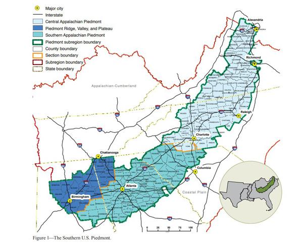 The Piedmont Plateau Map