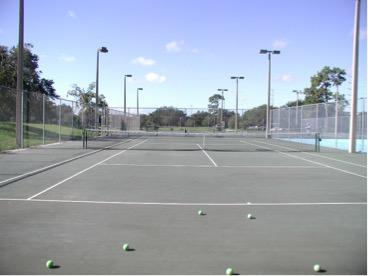 Small tennis courts.