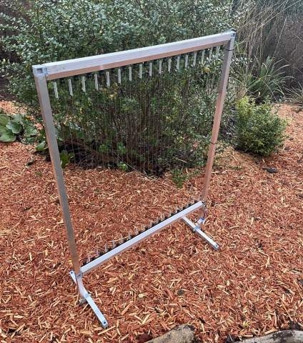 Harp trap used to deter yellow-legged hornets from preying on honey bees.